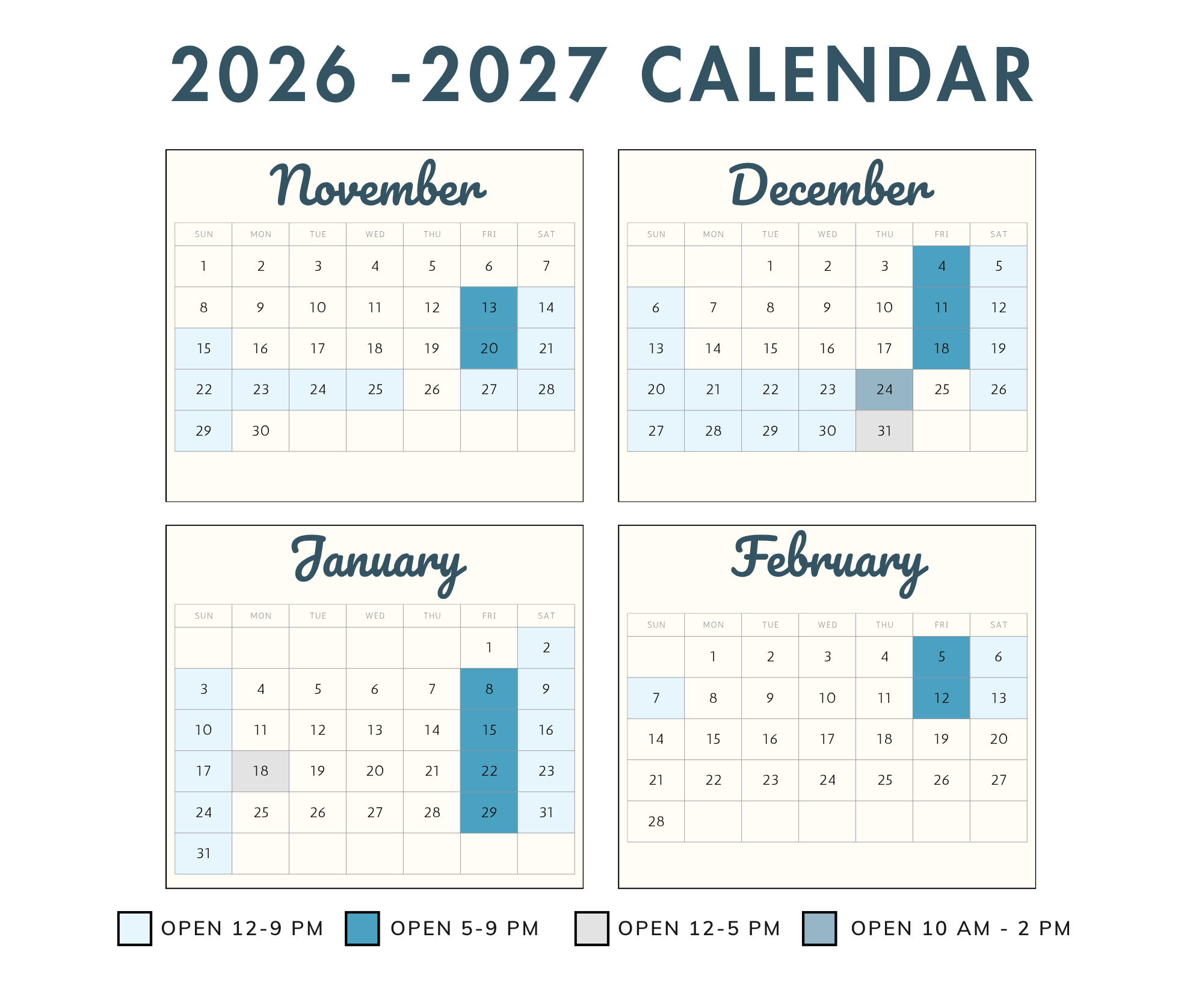 SWEETLAND ON ICE CALENDAR 2026-2027